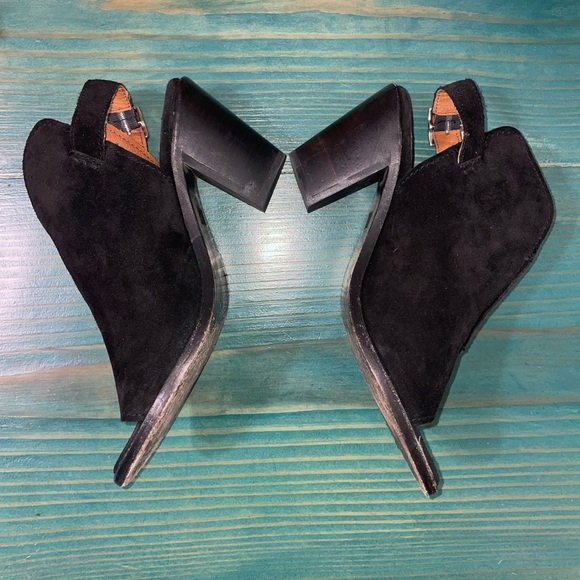 Frye Courtney Slingback Block Heel Peep Toe Suede Sandal - Picture 3 of 8